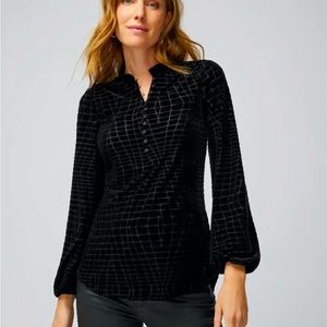 NWT WHBM Black Burnout Velvet Tunic size M